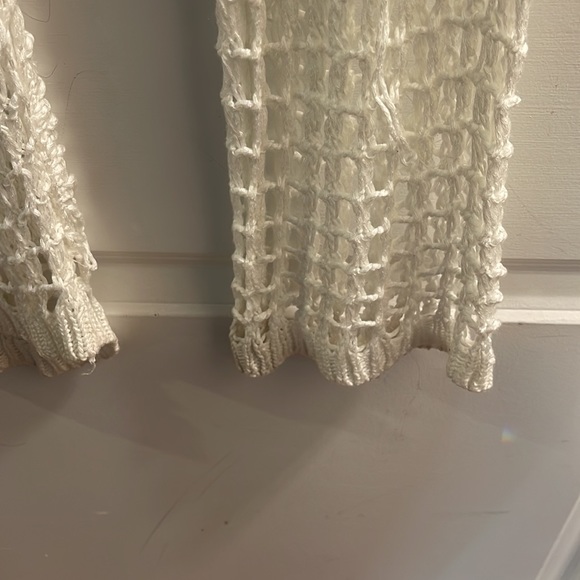 White knit see-through drawstring bathing suit cover-up pants - Picture 3 of 4